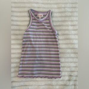 Cat & Jack Girls' Lavender & Green Striped Tank Top Size M (8 girls)